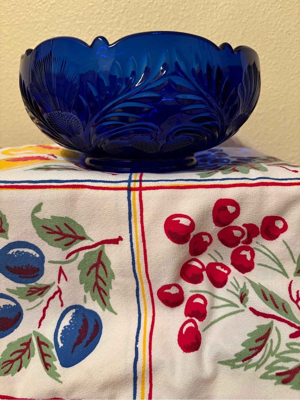 Avon Cobalt Blue Pressed Glass Serving Bowl- Vintage